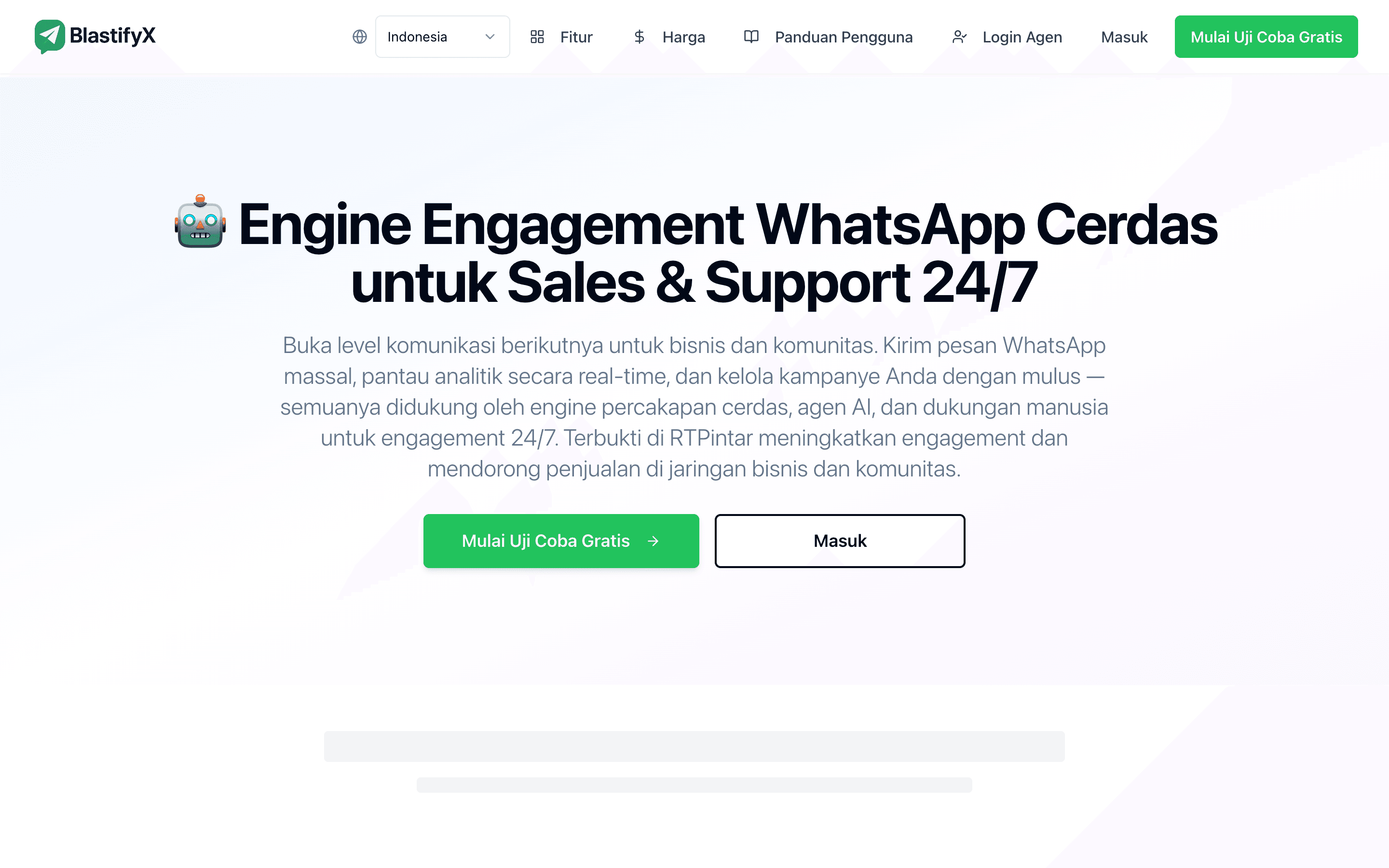 BlastifyX WhatsApp engagement platform homepage