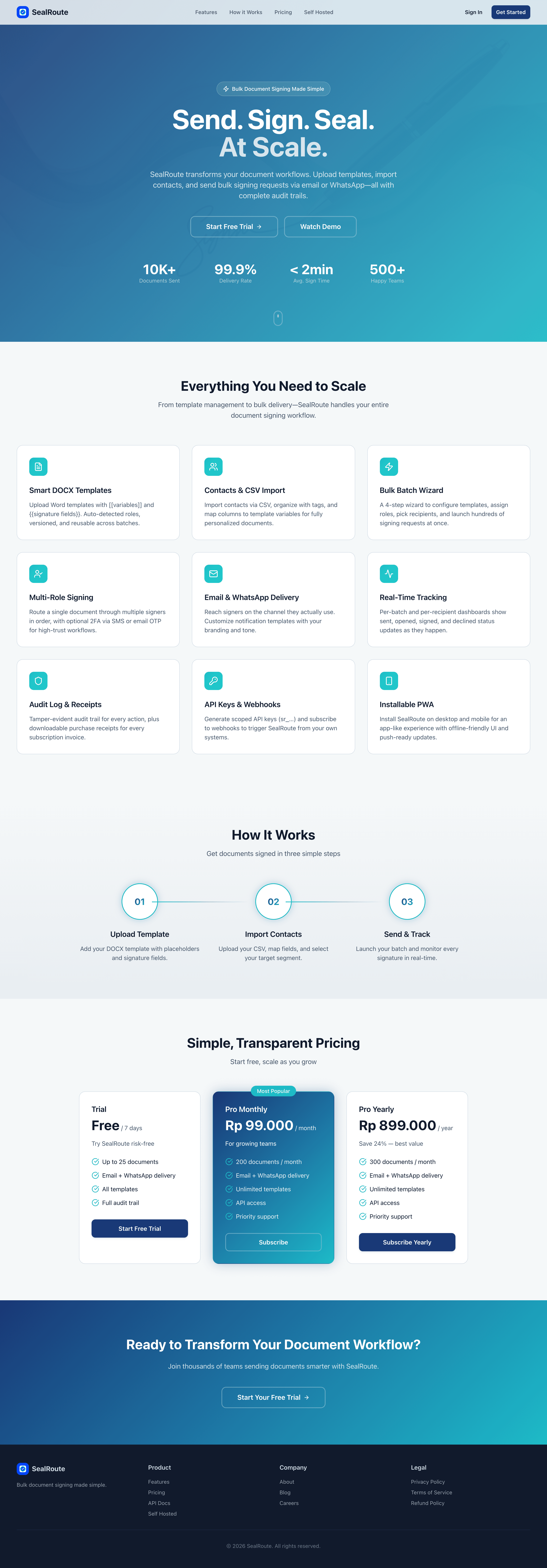 SealRoute Sign pricing and workflow overview
