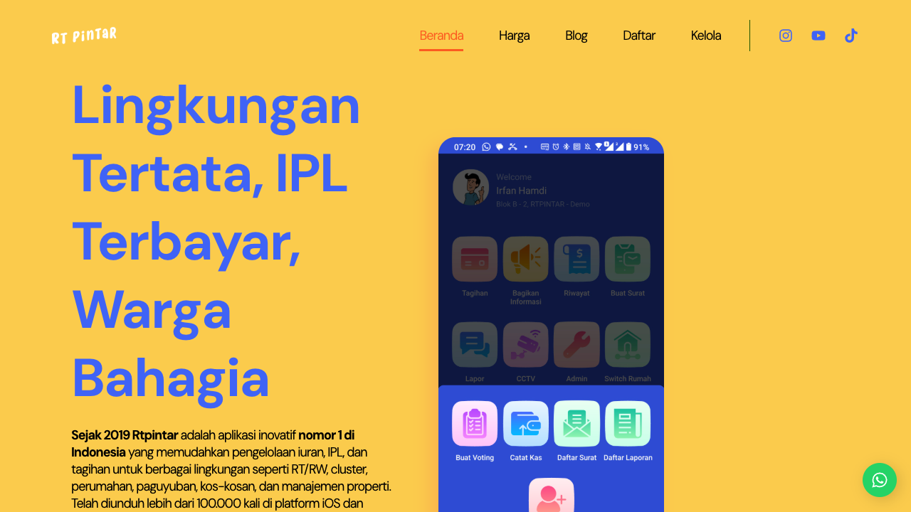 Aplikasi manajemen komunitas RTPintar